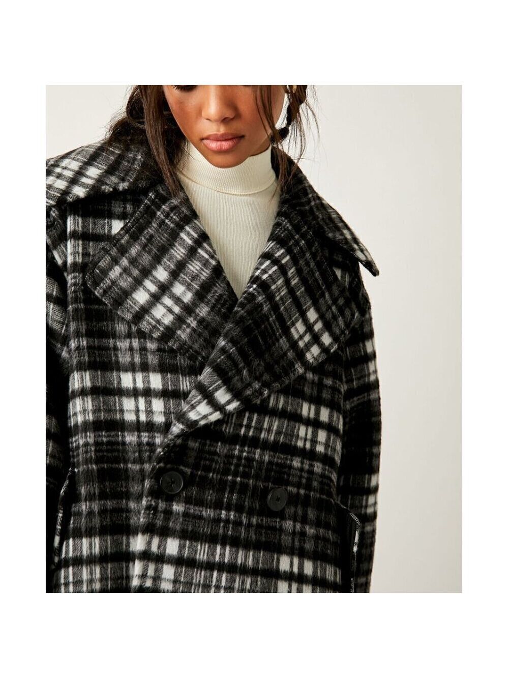 FREE PEOPLE Highlands Wool Peacoat / Salt & Pepper - Picture 7 of 8